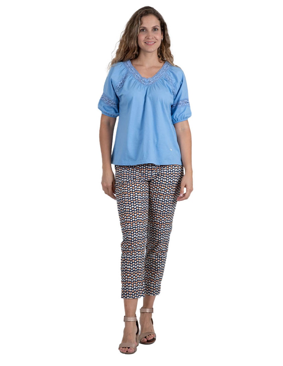 Playera manga corta Edira cuello V para mujer 2