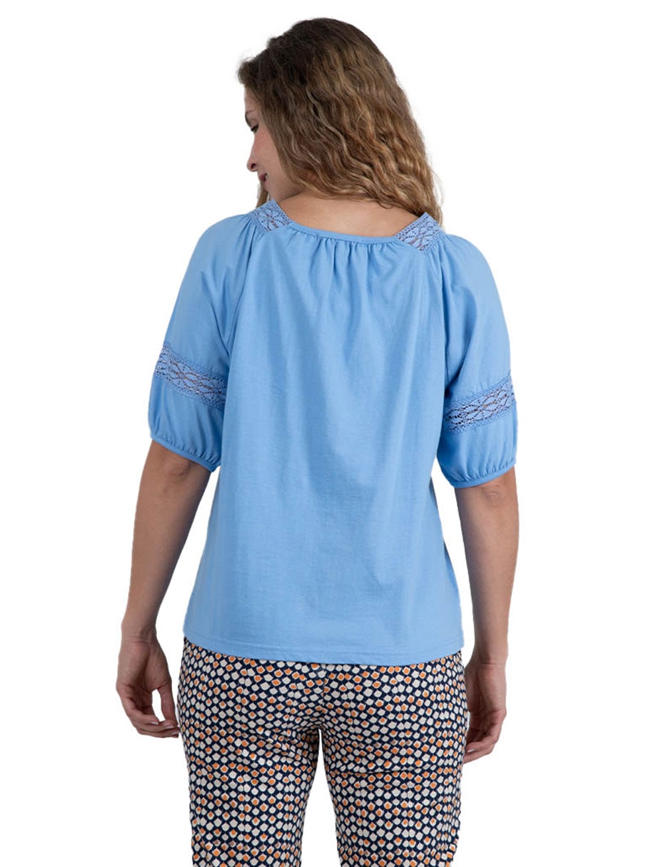 Playera manga corta Edira cuello V para mujer 3
