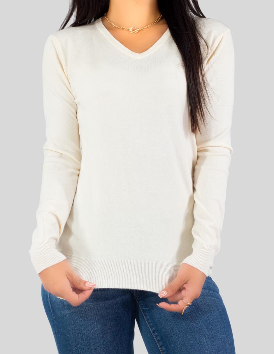 Suéter cuello V para mujer 4