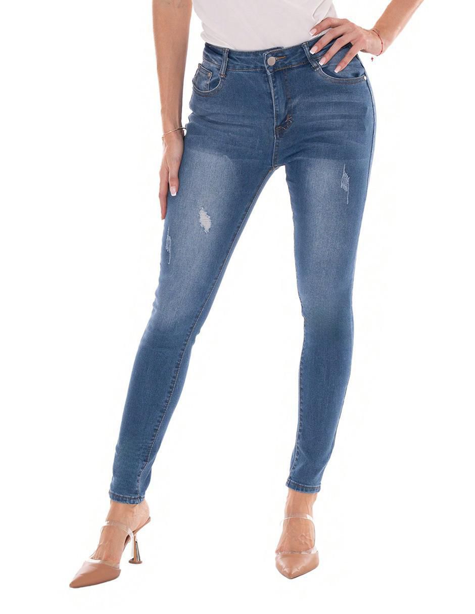 Jeans skinny corte cintura alta para mujer 1