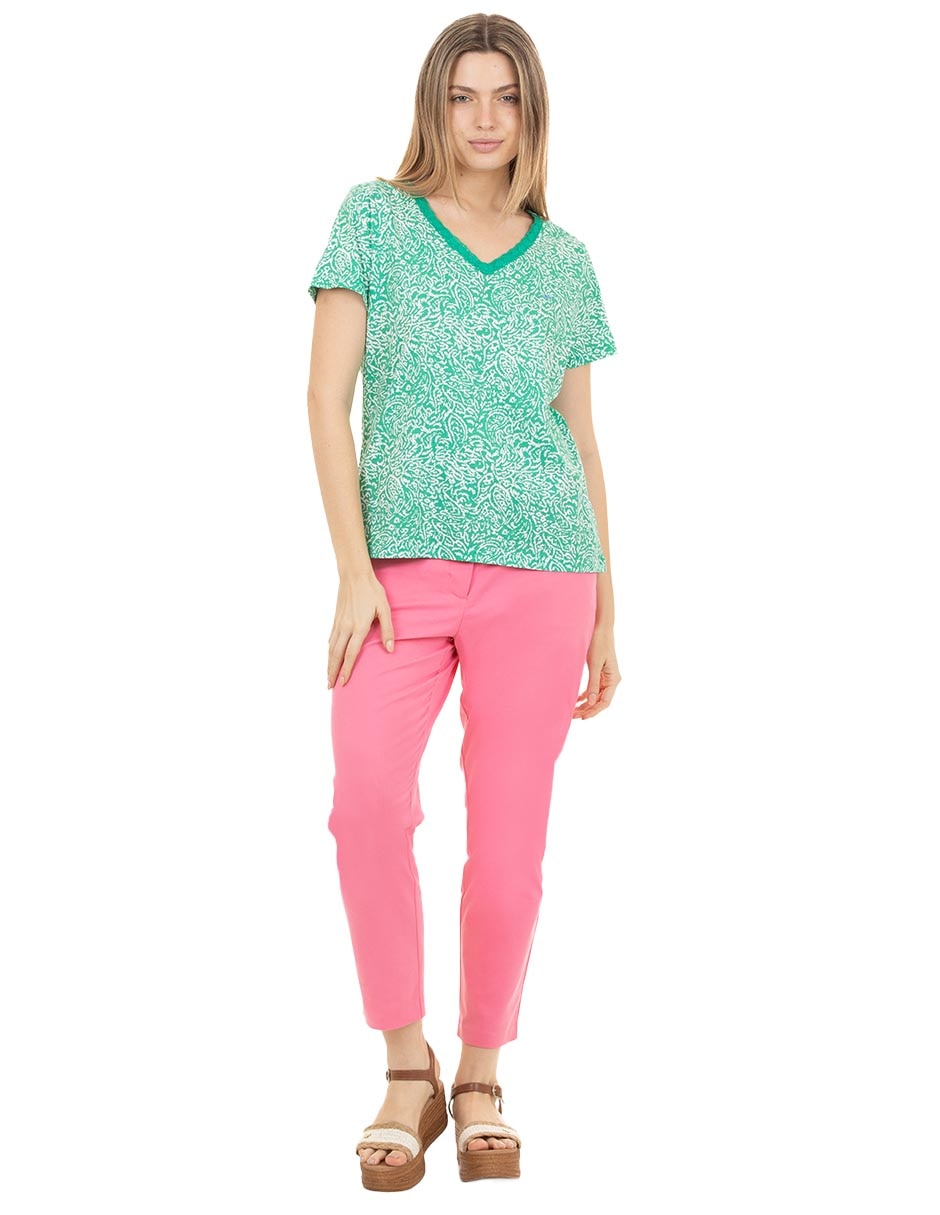 Playera manga corta Damiana cuello redondo para mujer 2
