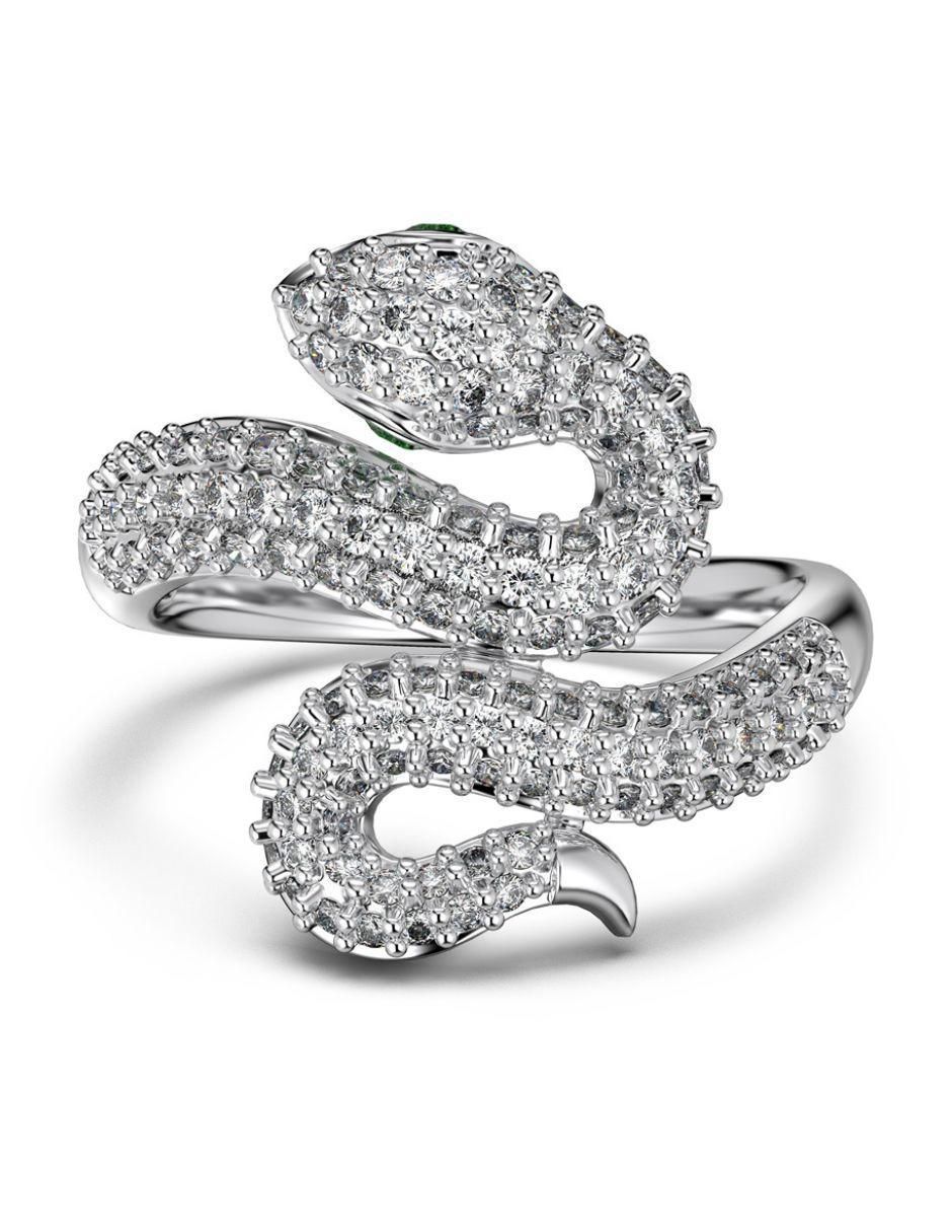 Anillo de serpiente Hebi P 925 de plata zirconia