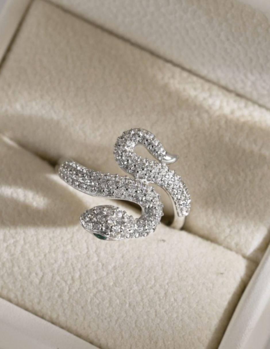 Anillo de serpiente Hebi P 925 de plata zirconia 7