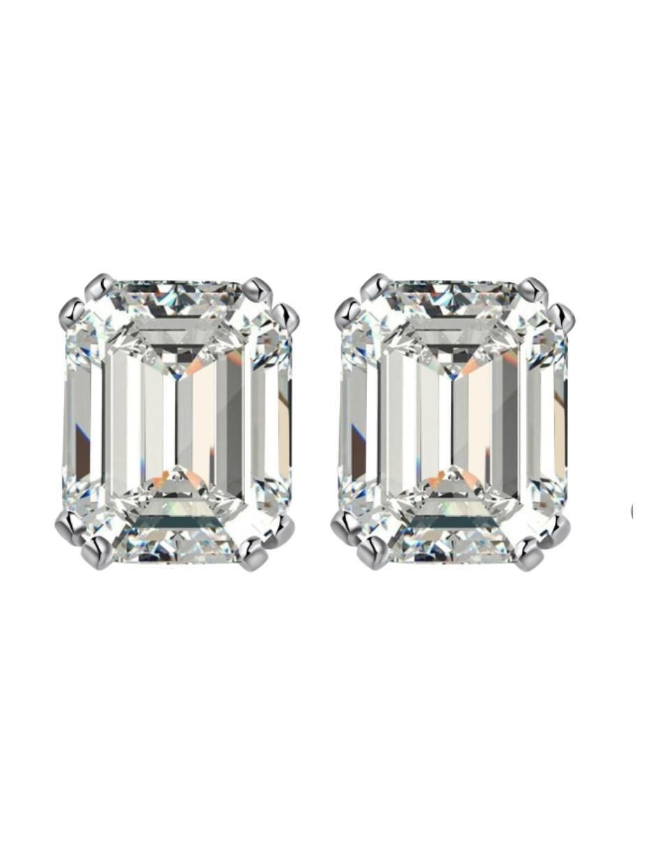Broqueles rectangulares de plata P 925 con acabado baño rodio zirconia 2