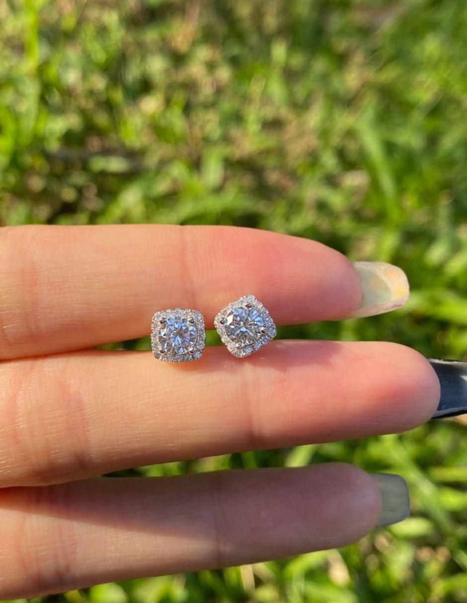 Broqueles cuadrados de plata P 925 con acabado baño rodio zirconia 3