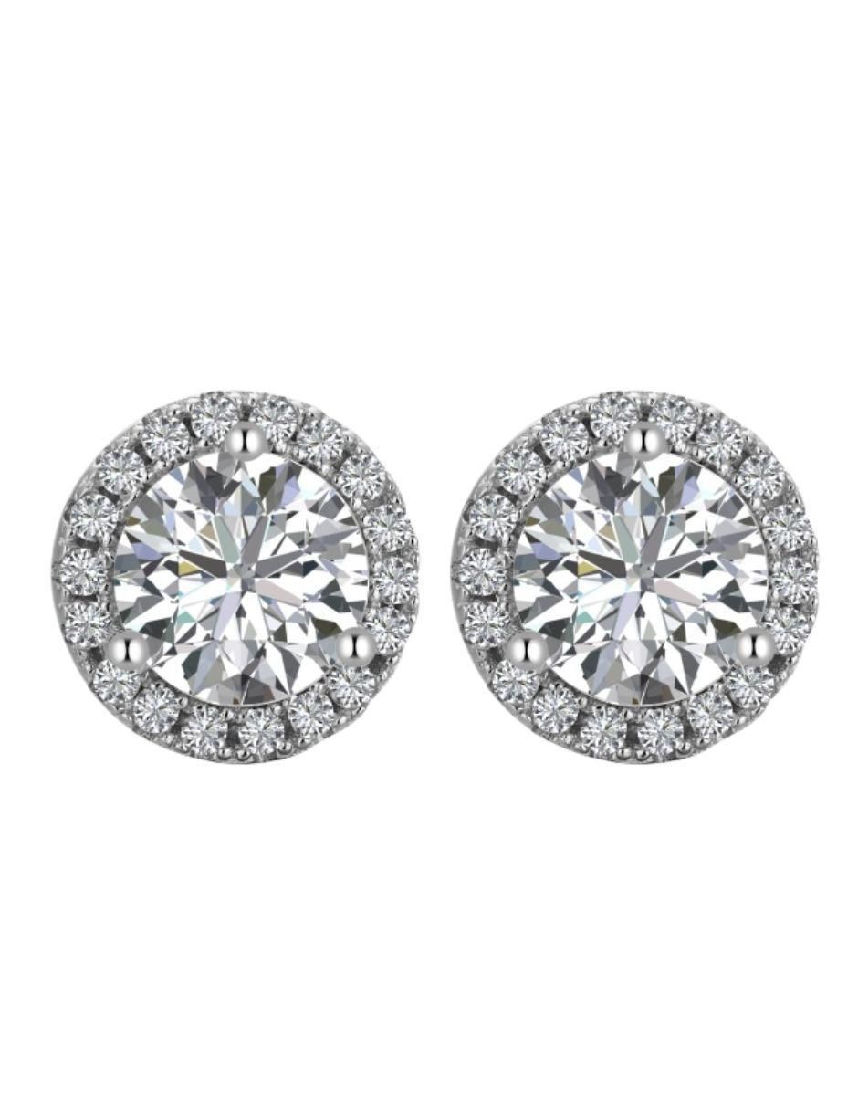 Broqueles redondos Silvie de plata P 925 con acabado baño rodio zirconia 2