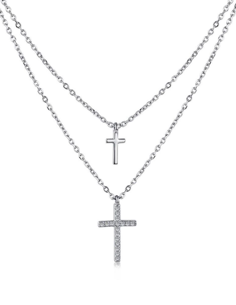Collar de cruz Clemence de plata P 925