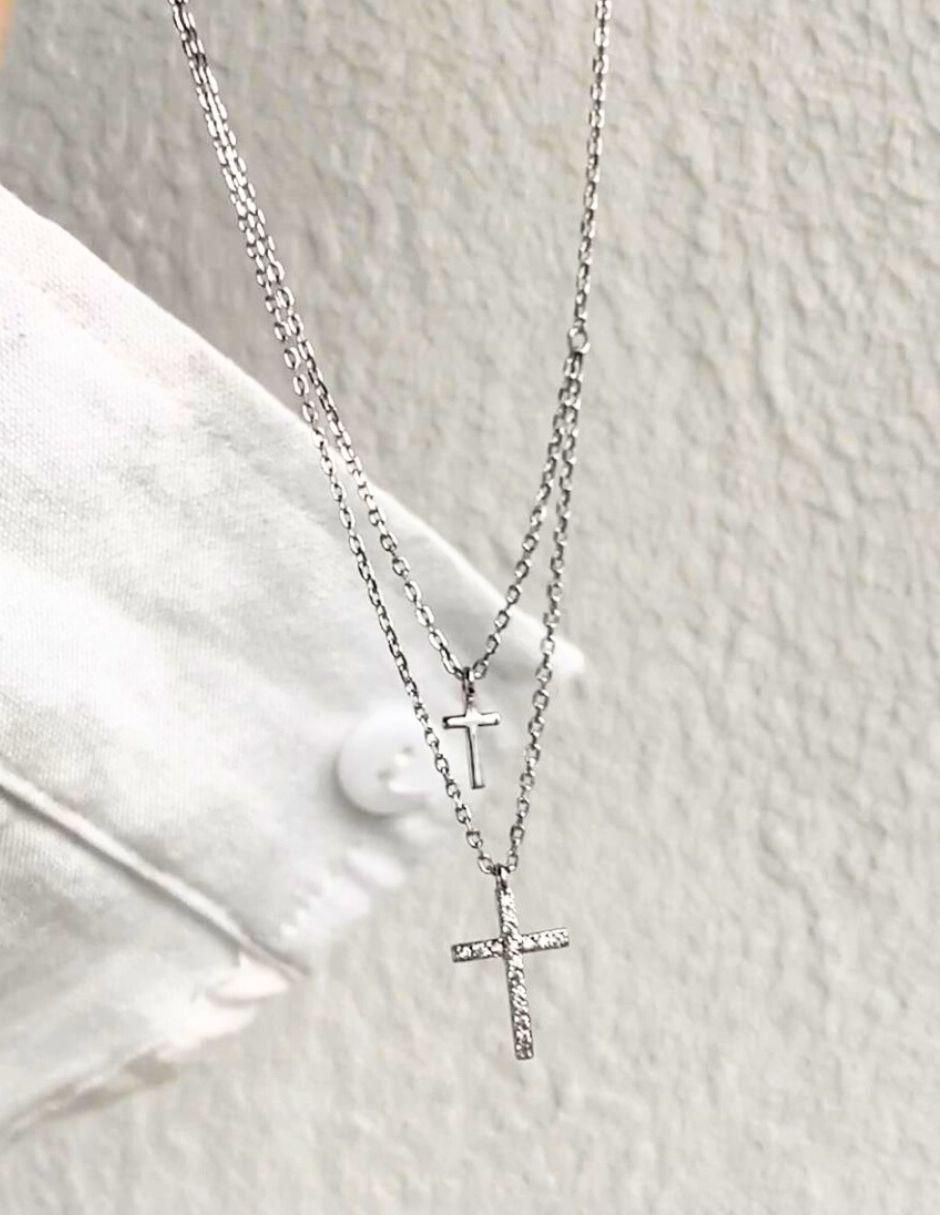 Collar de cruz Clemence de plata P 925 6