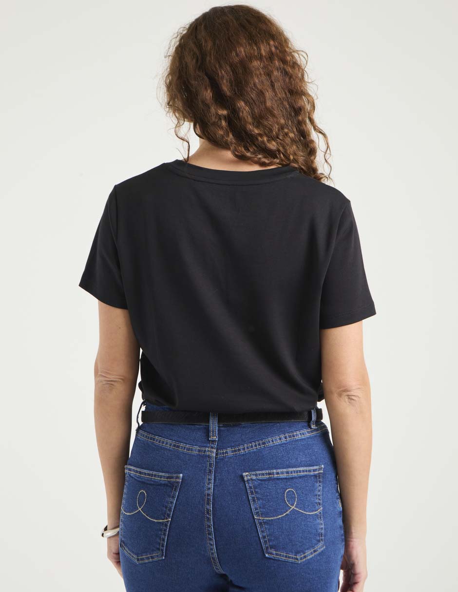 Playera manga corta cuello V para mujer 2