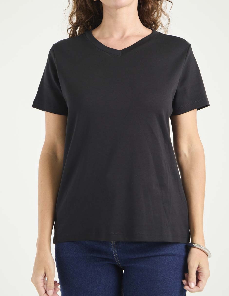Playera manga corta cuello V para mujer 5