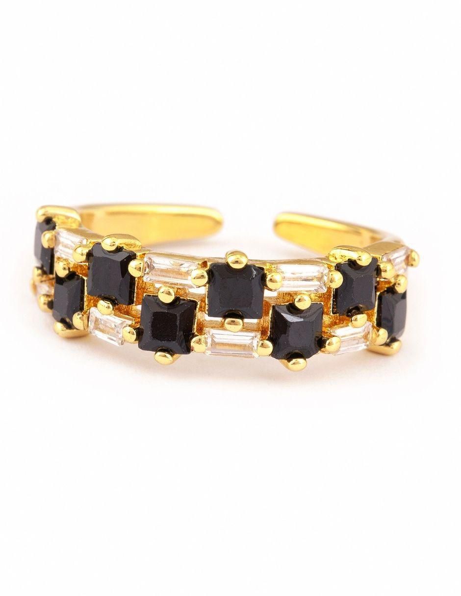 Anillo Brilliance zirconia con acabado baño de oro 14 k