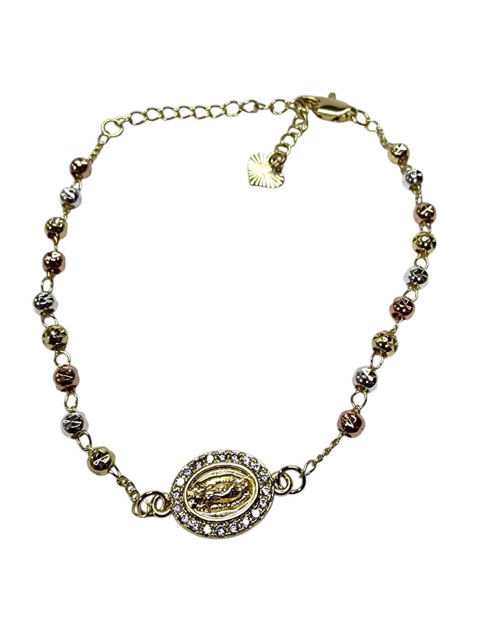 Pulsera de oro laminado 14 K Virgen con acabado brillante Pulsera de oro laminado 14 K Virgen con acabado brillante