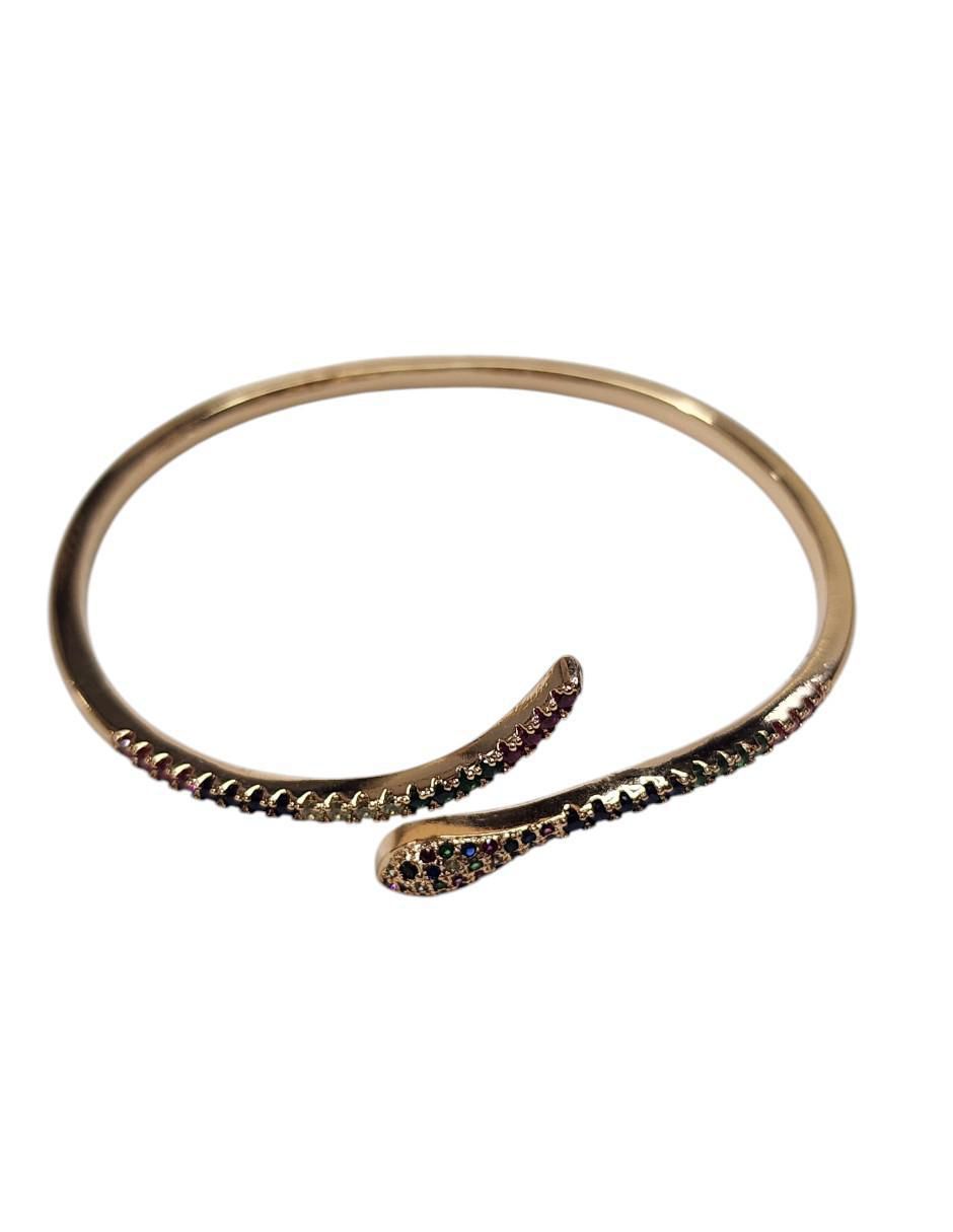 Brazalete de oro laminado con zirconia 14 k Víbora 2