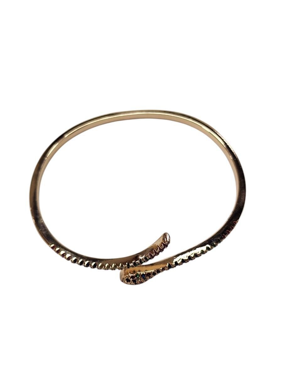 Brazalete de oro laminado con zirconia 14 k Víbora 4
