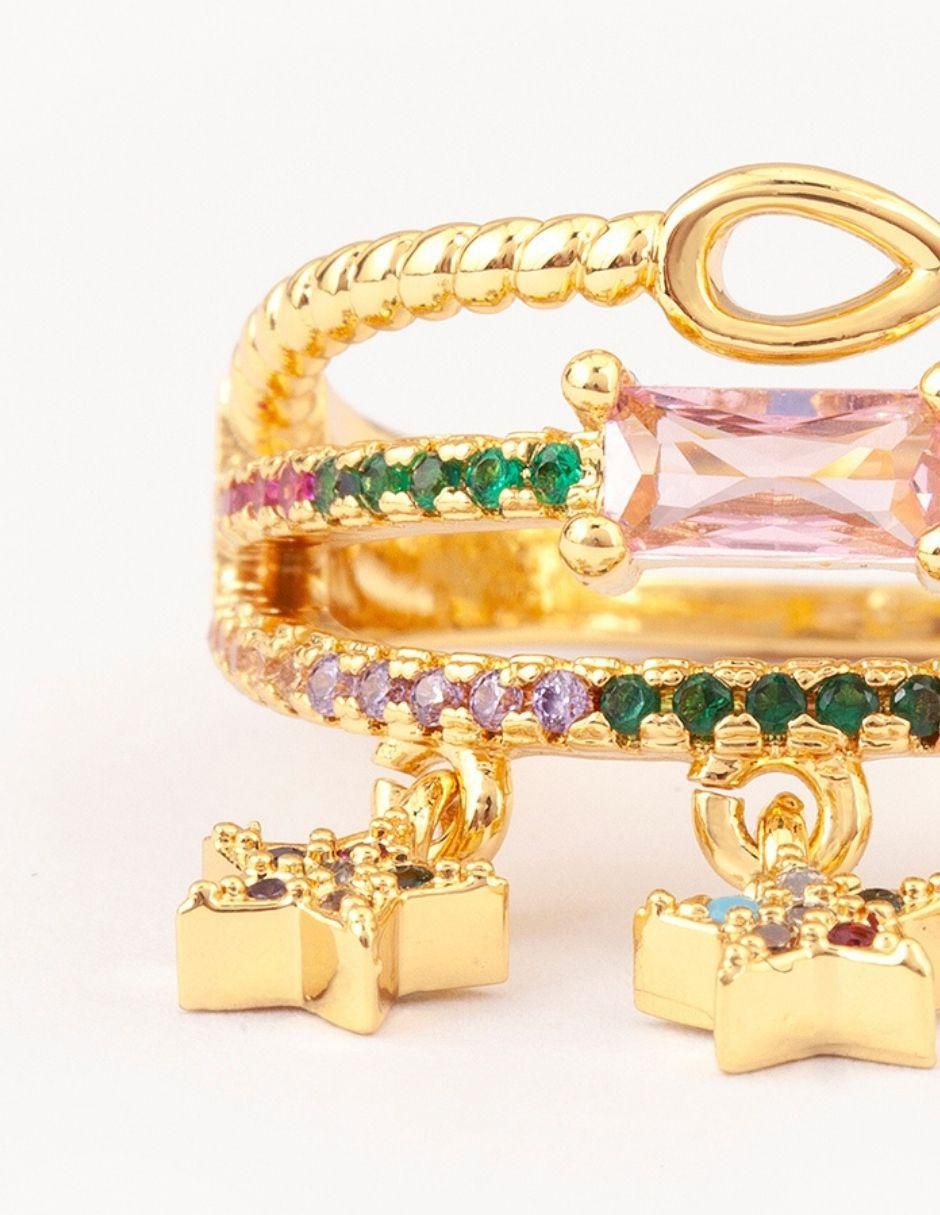 Anillo Stellar zirconia con acabado baño de oro 14 k 2