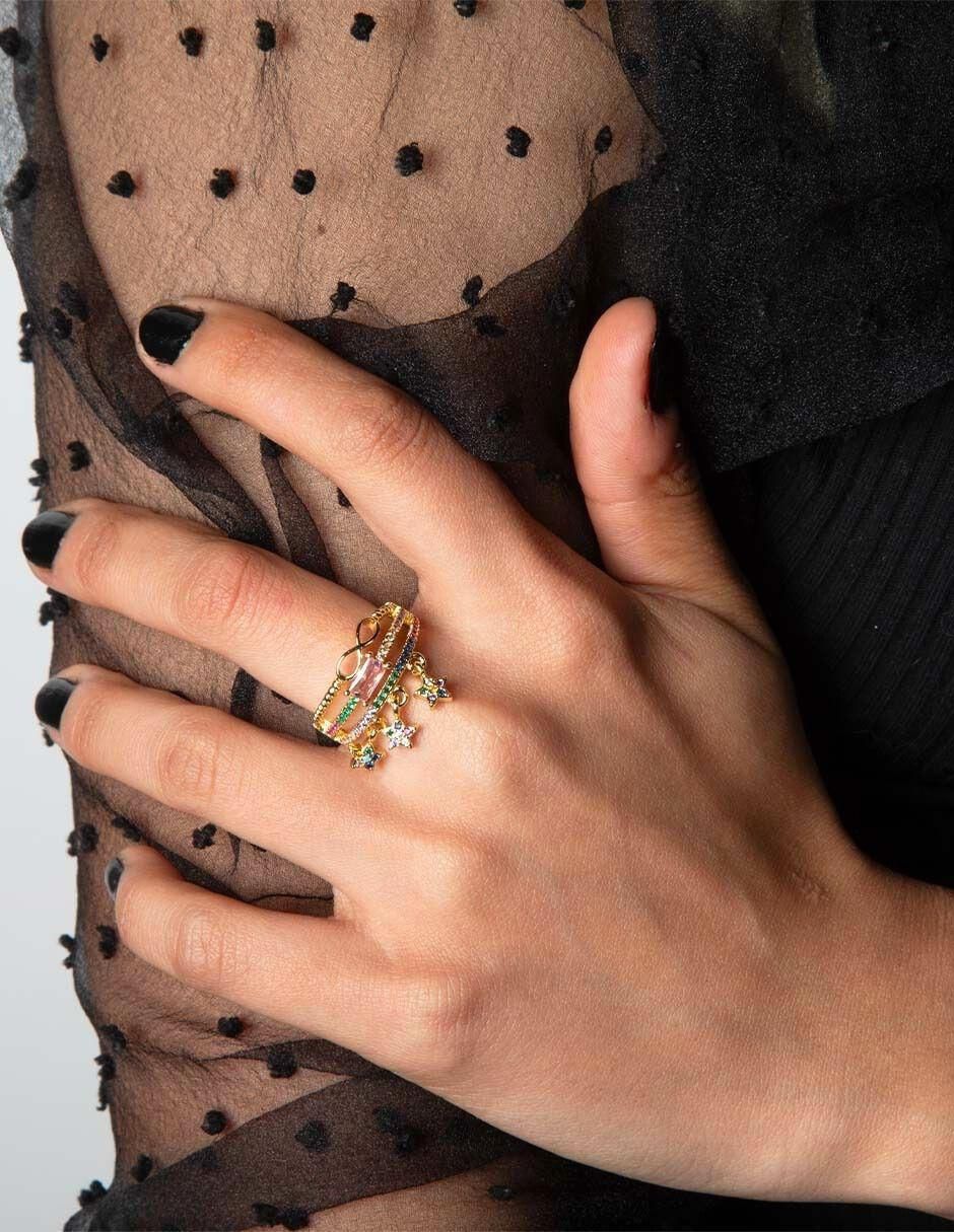 Anillo Stellar zirconia con acabado baño de oro 14 k 3