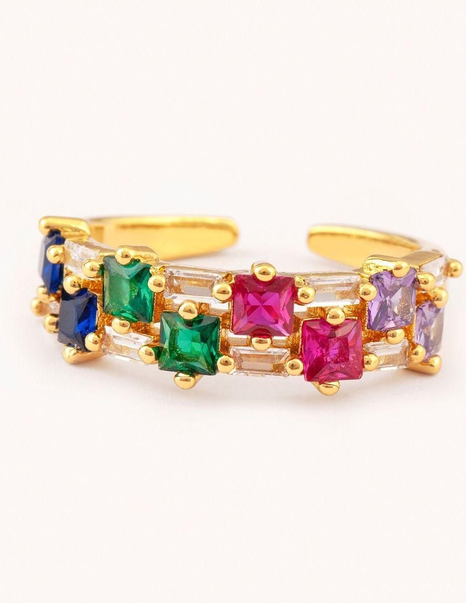 Anillo Ximena zirconia con acabado baño de oro 14 k