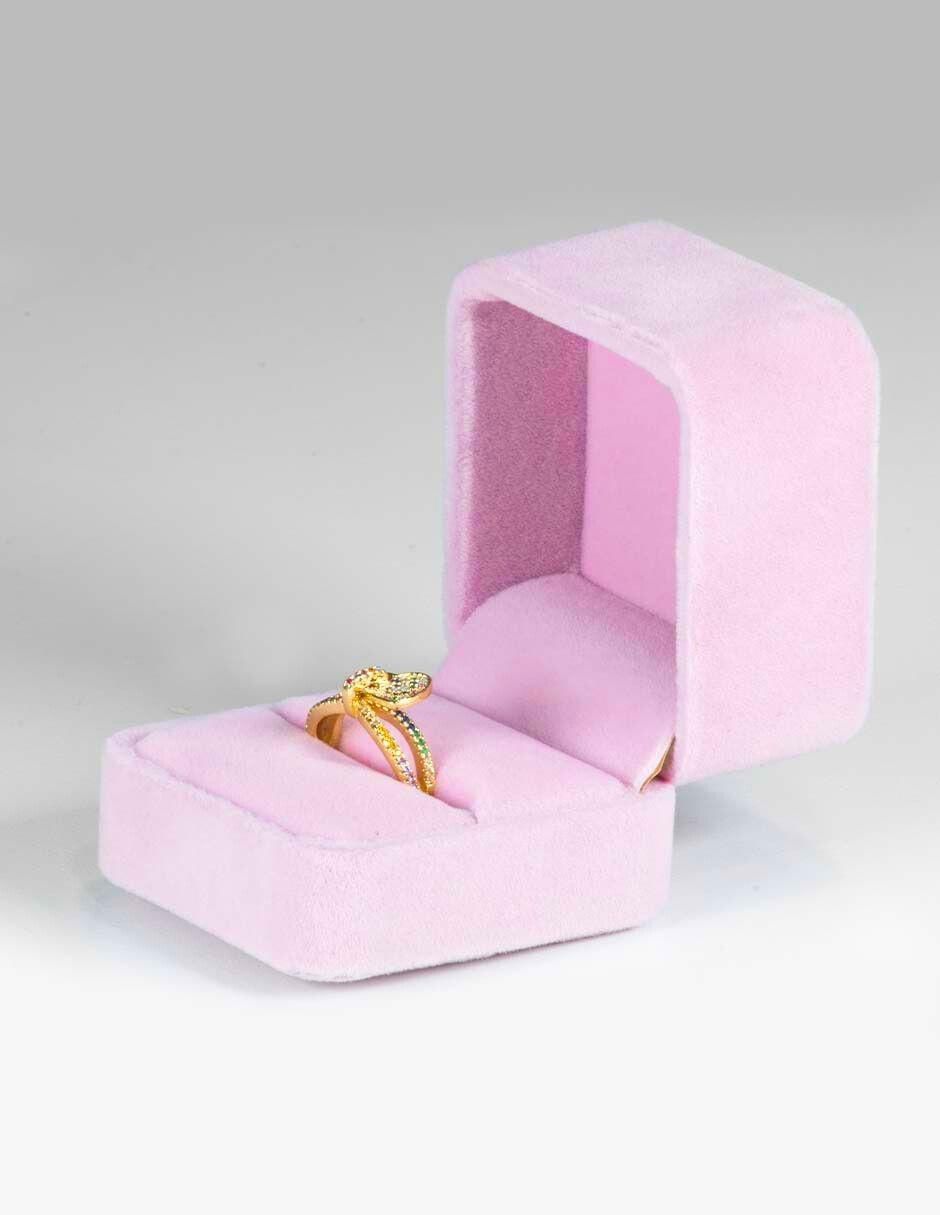 Anillo de corazón Amour zirconia con acabado baño de oro 14 k 4