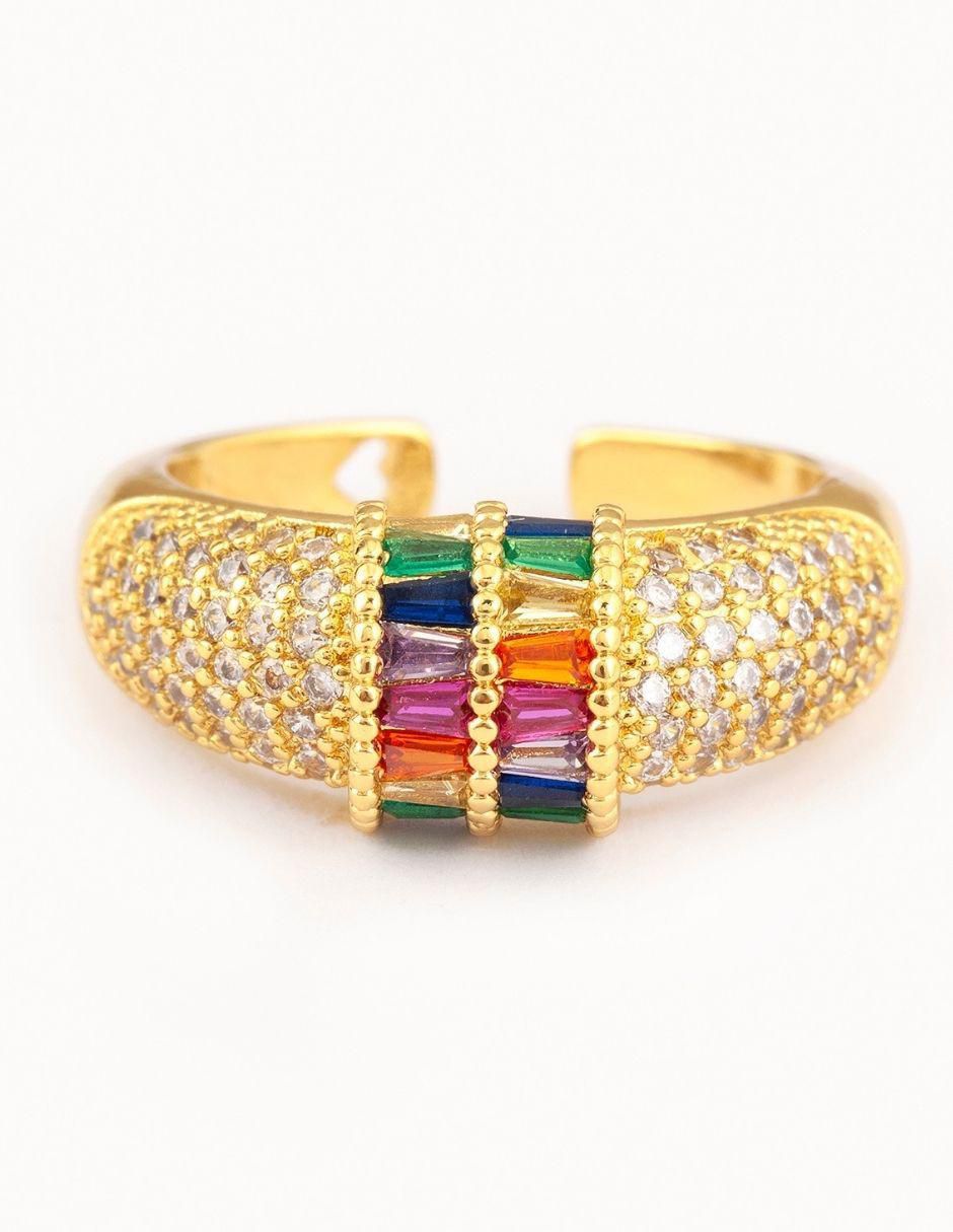 Anillo Imperial Luxe zirconia con acabado baño de oro 14 k