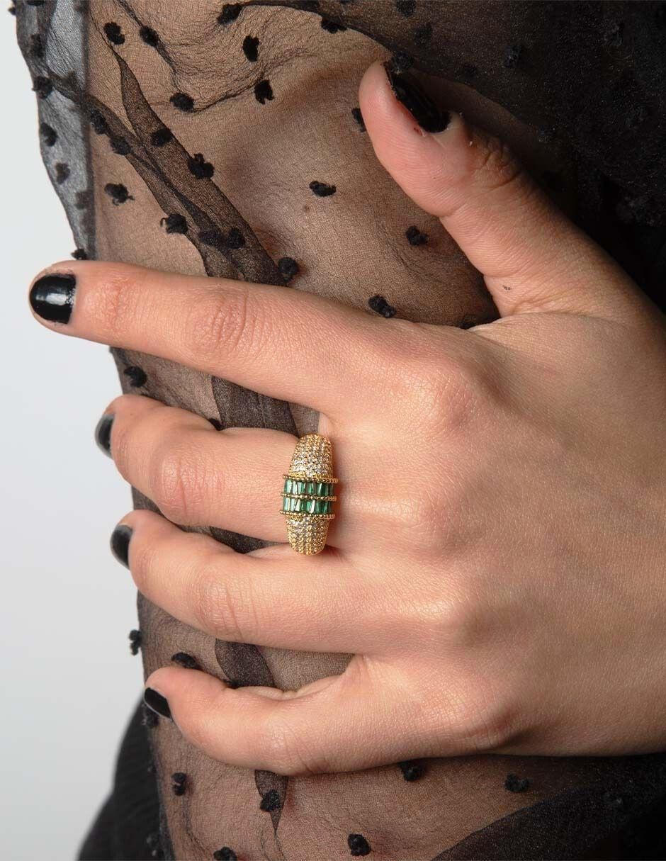 Anillo Imperial Luxe zirconia con acabado baño de oro 14 k 3