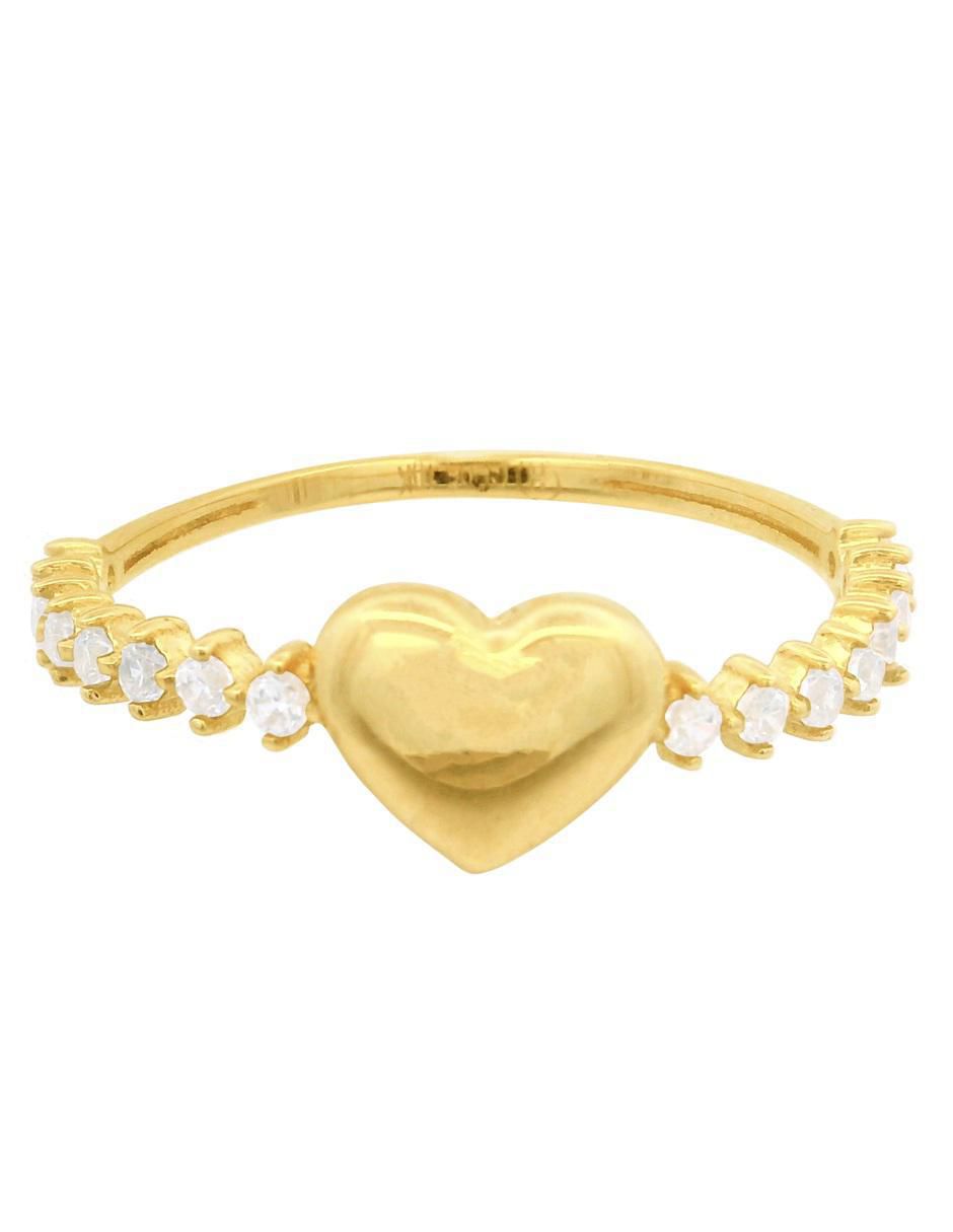 Anillo de corazón de oro zirconia pulido 1