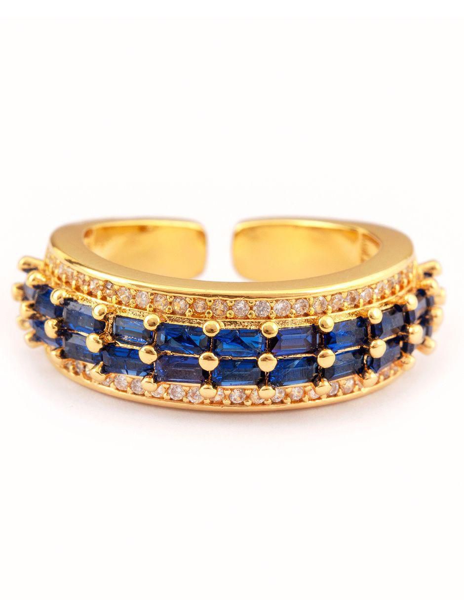 Anillo Halo zirconia con acabado baño de oro 18 k