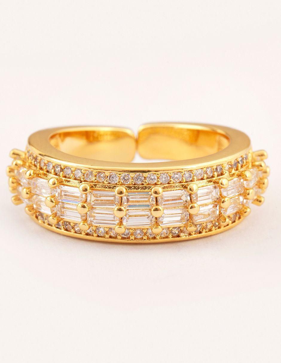 Anillo Halo zirconia con acabado baño de oro 18 k Anillo Halo zirconia con acabado baño de oro 18 k