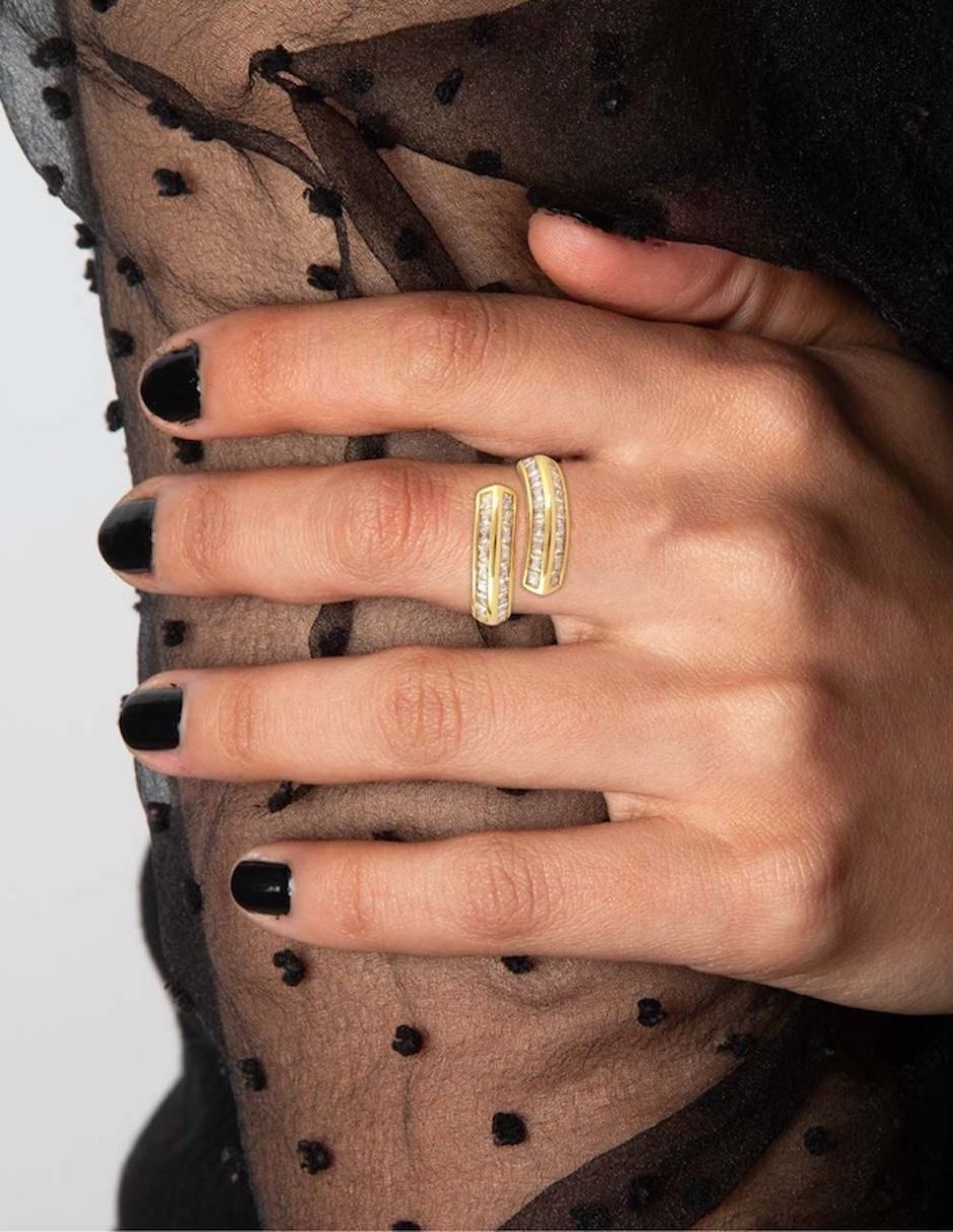 Anillo Senda zirconia con acabado baño de oro 18 k 4