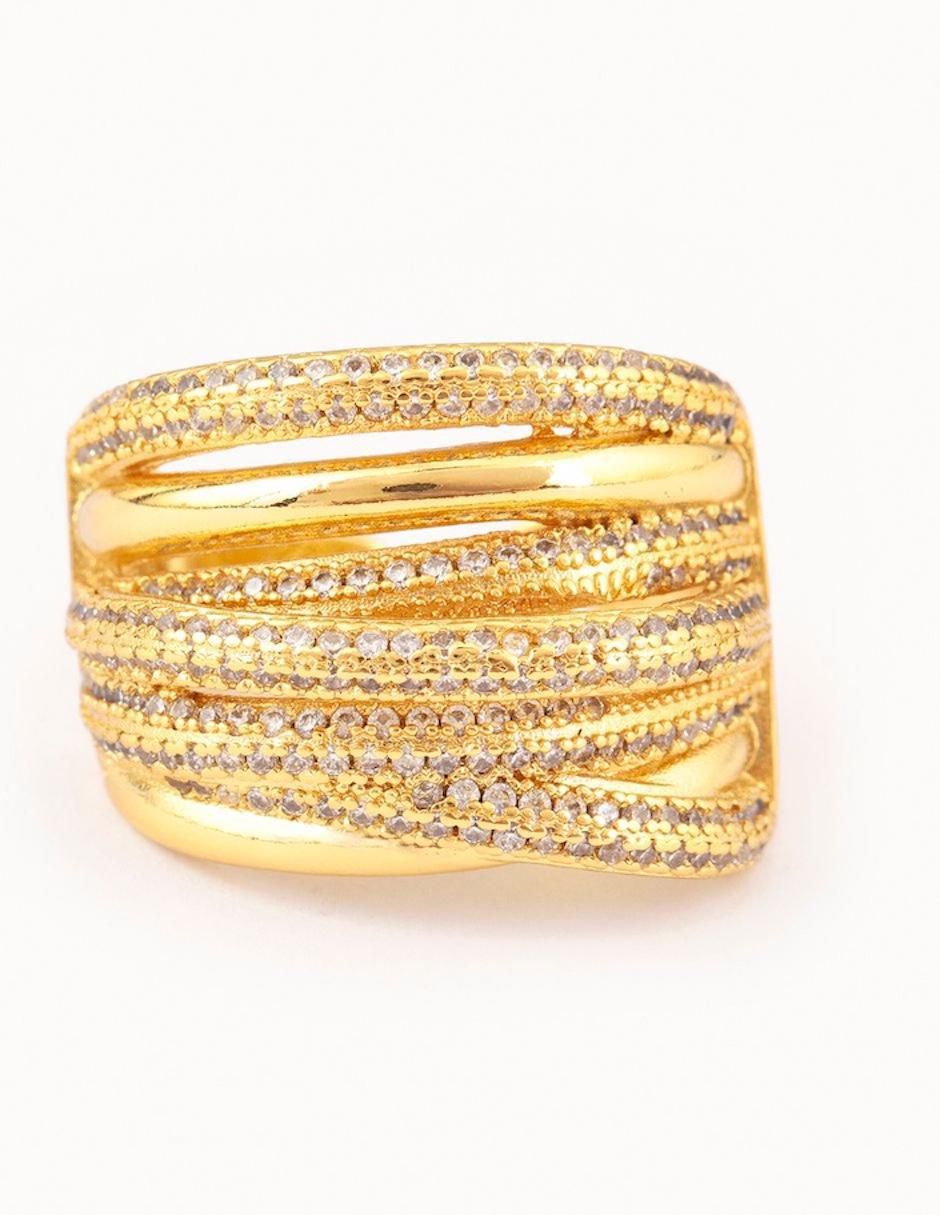 Anillo Aura zirconia con acabado baño de oro 18 k