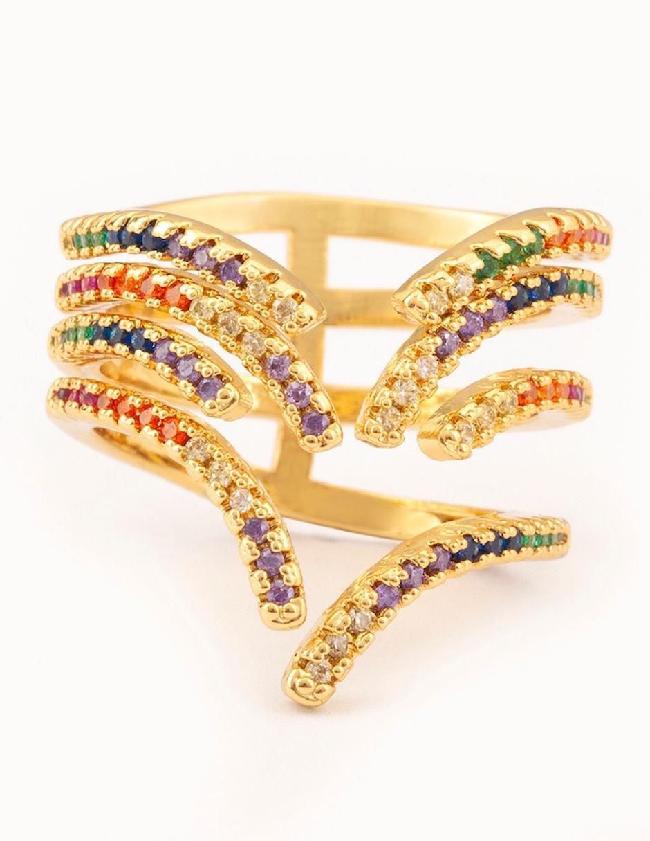 Anillo Brisa zirconia con acabado baño de oro