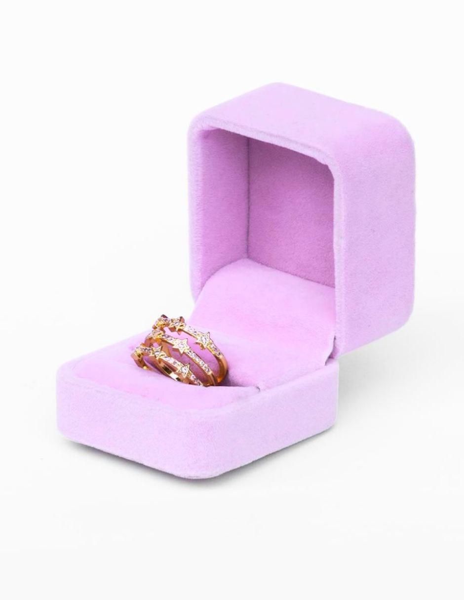 Anillo de estrella Estelar zirconia con acabado baño de oro 18 k 4