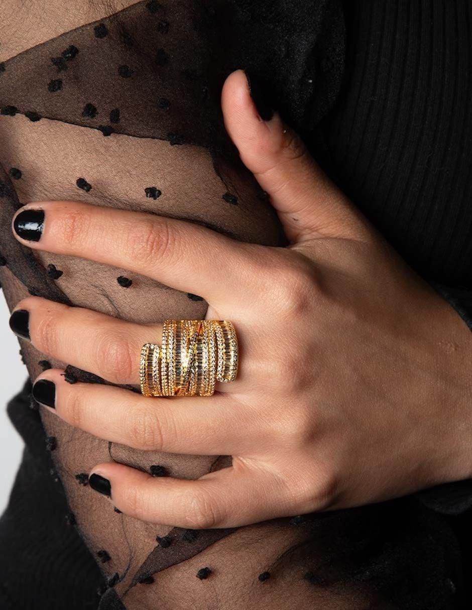 Anillo Diva zirconia con acabado baño de oro 18 k 3