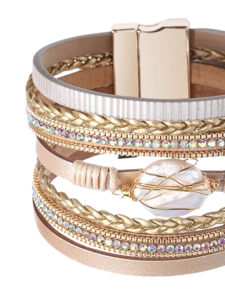 Pulsera yoiko "de" cuero sin kilataje luna boreal "con acabado" sin acabado
