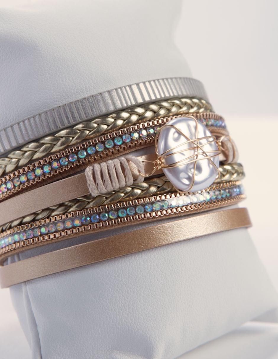 Pulsera yoiko "de" cuero sin kilataje luna boreal "con acabado" sin acabado