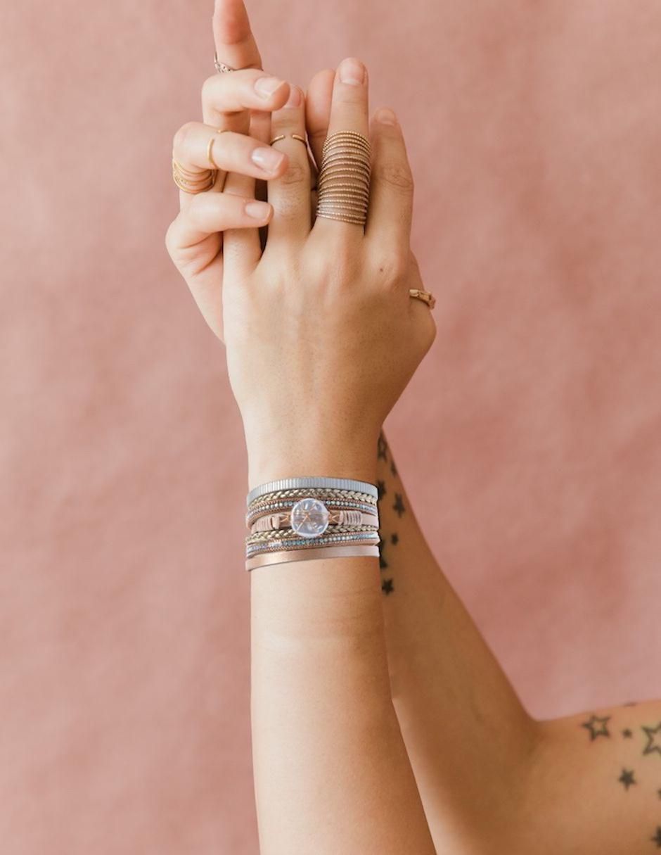 Pulsera yoiko "de" cuero sin kilataje luna boreal "con acabado" sin acabado