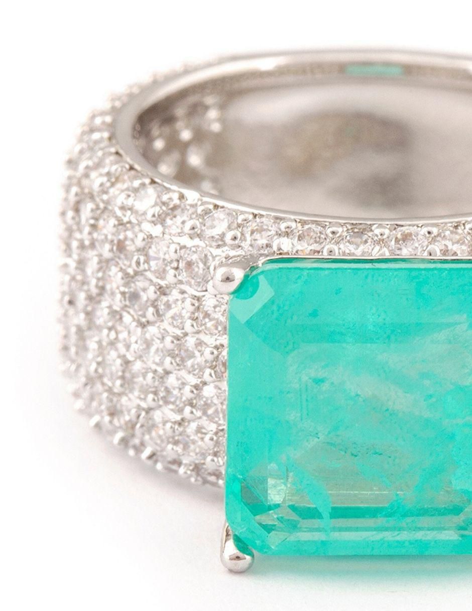 Anillo cuadrado Zafaria zirconia 2