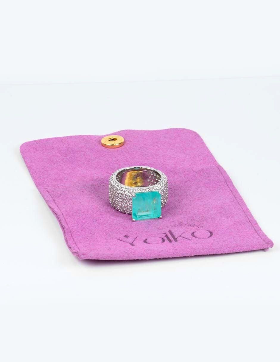 Anillo cuadrado Zafaria zirconia 3
