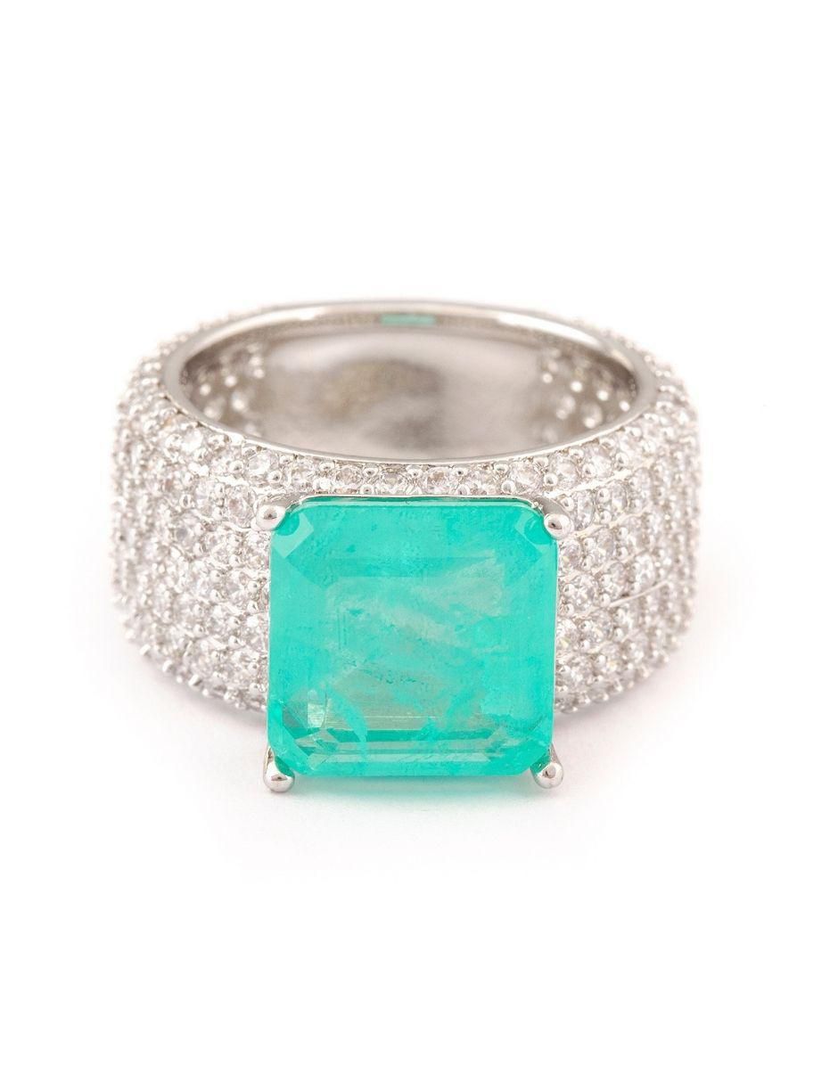 Anillo cuadrado Zafaria zirconia Anillo cuadrado Zafaria zirconia