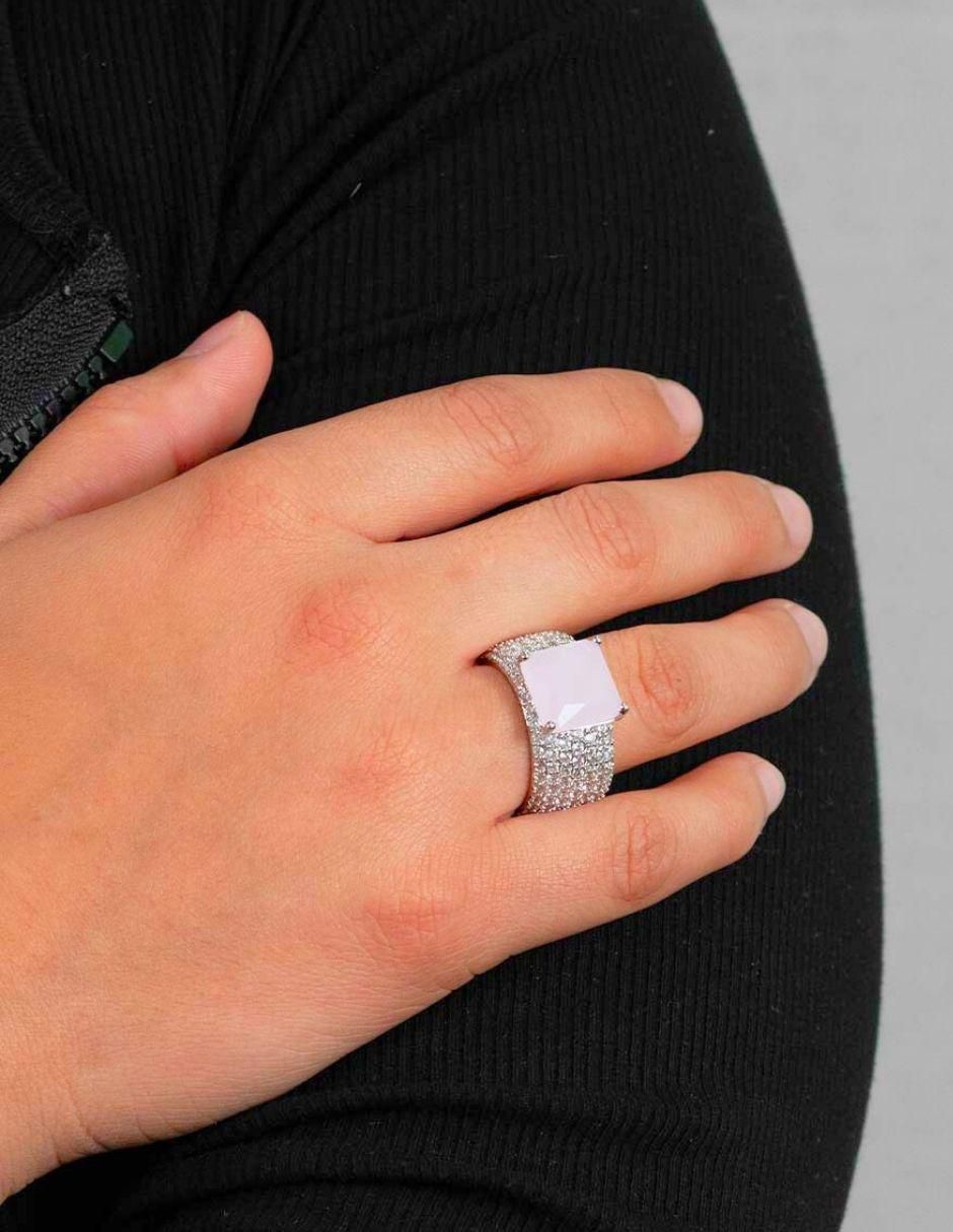 Anillo "de (si aplica)" cuadrada yoiko zafaria no aplica sin kilataje "de" aleación de metal zirconia baño rodio
