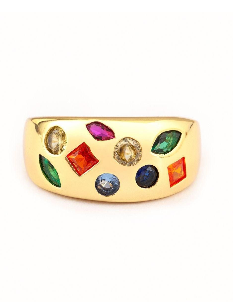 Anillo Bravura Golden zirconia con acabado baño de oro