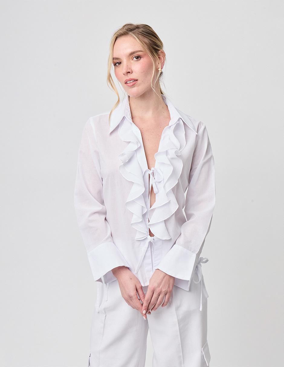 Blusa camisera manga larga para mujer