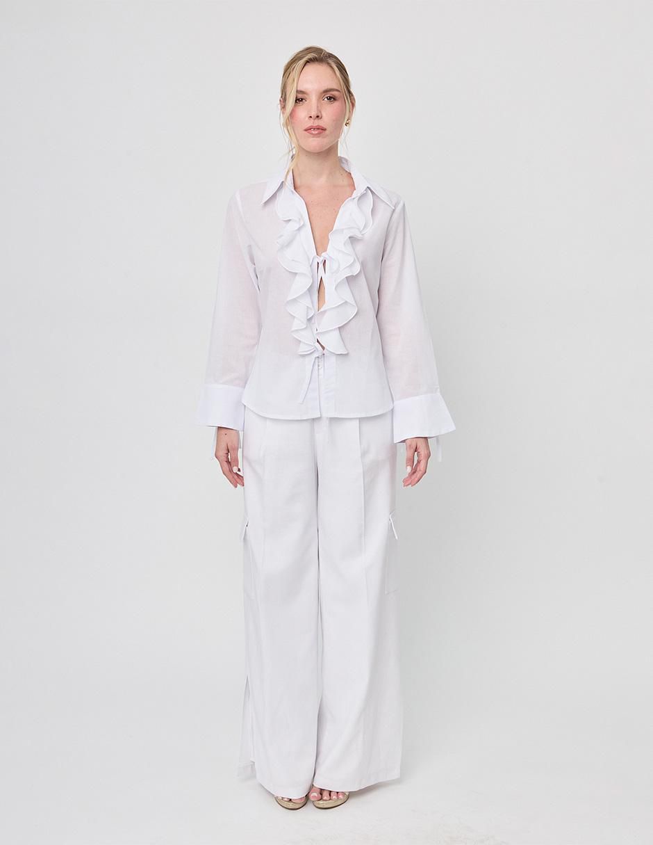 Blusa camisera manga larga para mujer 8