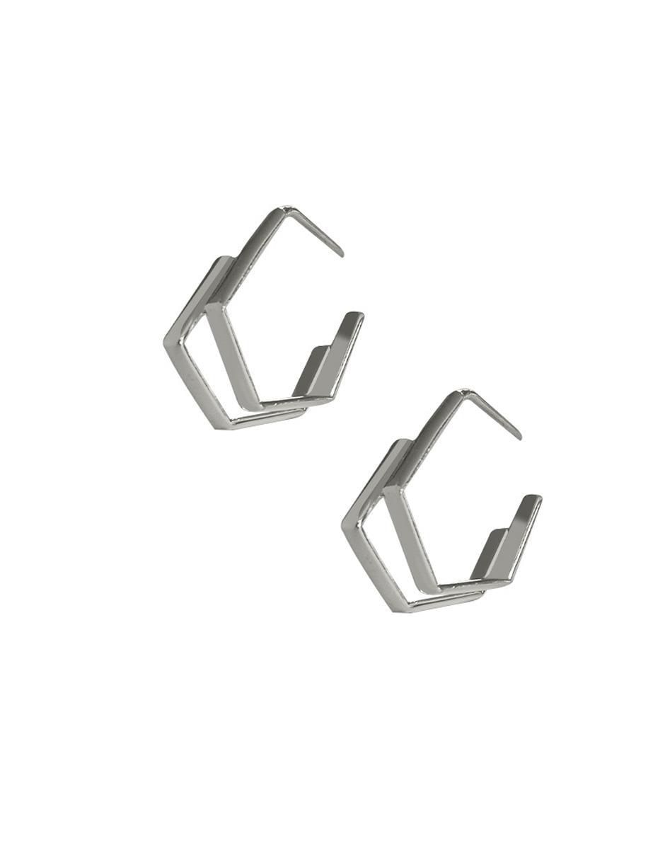 Arracadas hexagonales Enrique Garcia de plata P 925 con acabado brillante