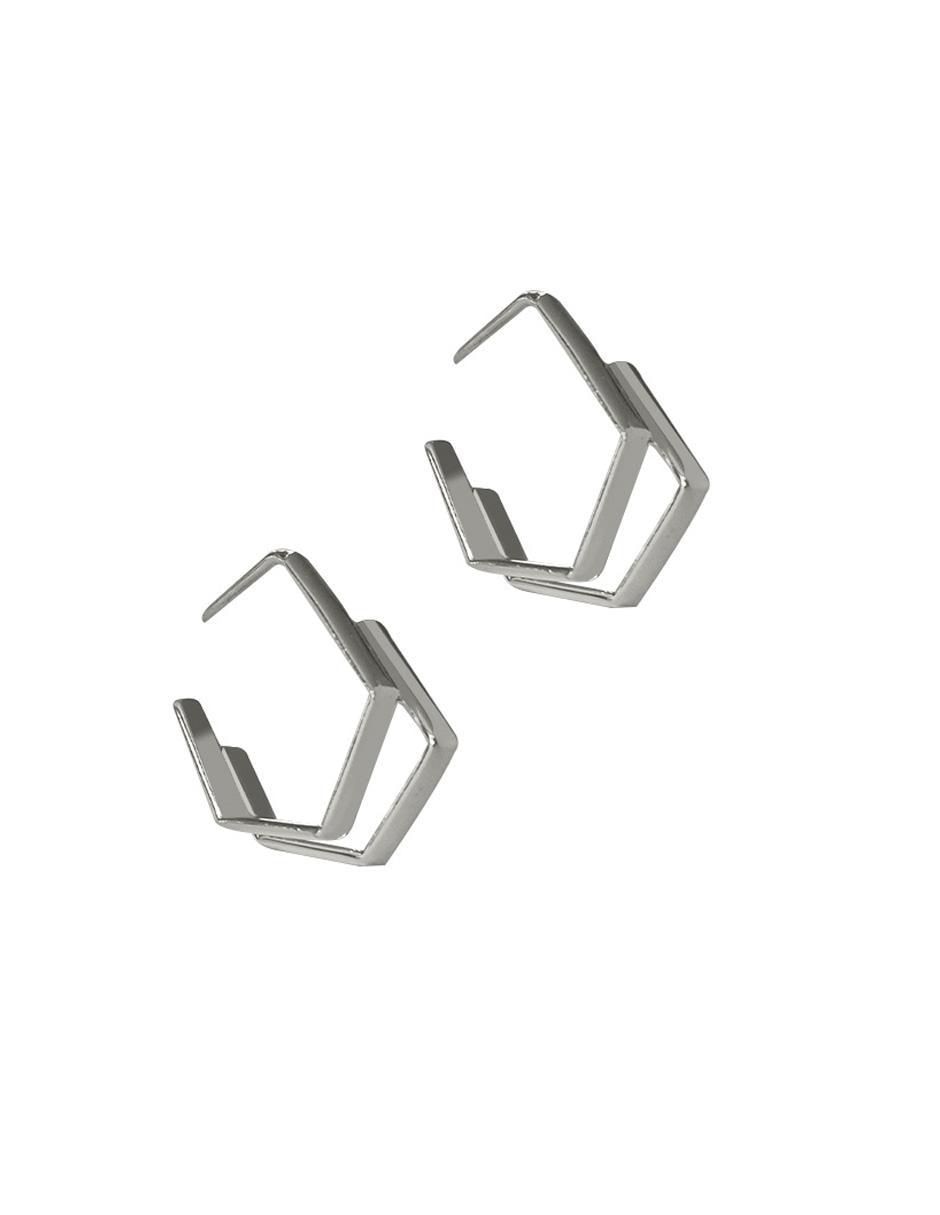 Arracadas hexagonales Enrique Garcia de plata P 925 con acabado brillante 2