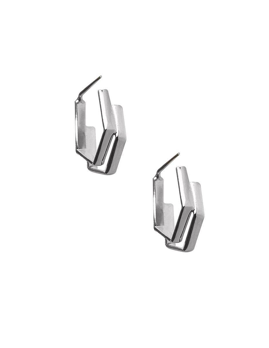 Arracadas hexagonales Enrique Garcia de plata P 925 con acabado brillante 3