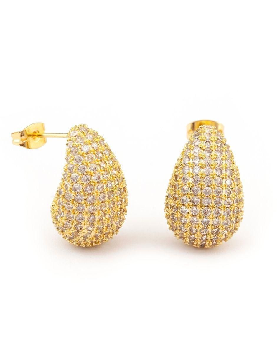 Broqueles de gota Bruma Golden con acabado baño de oro zirconia