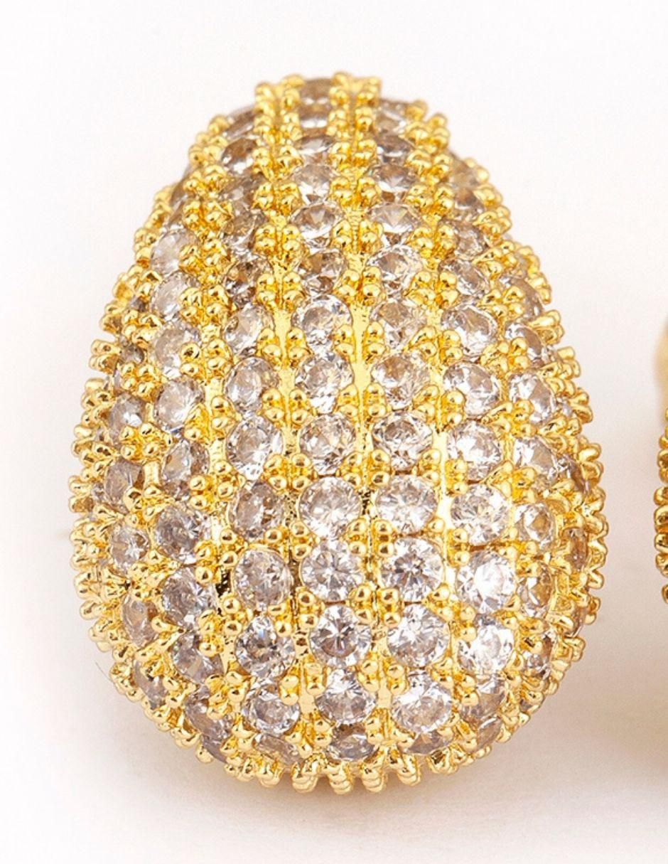 Broqueles de gota Bruma Golden con acabado baño de oro zirconia 2