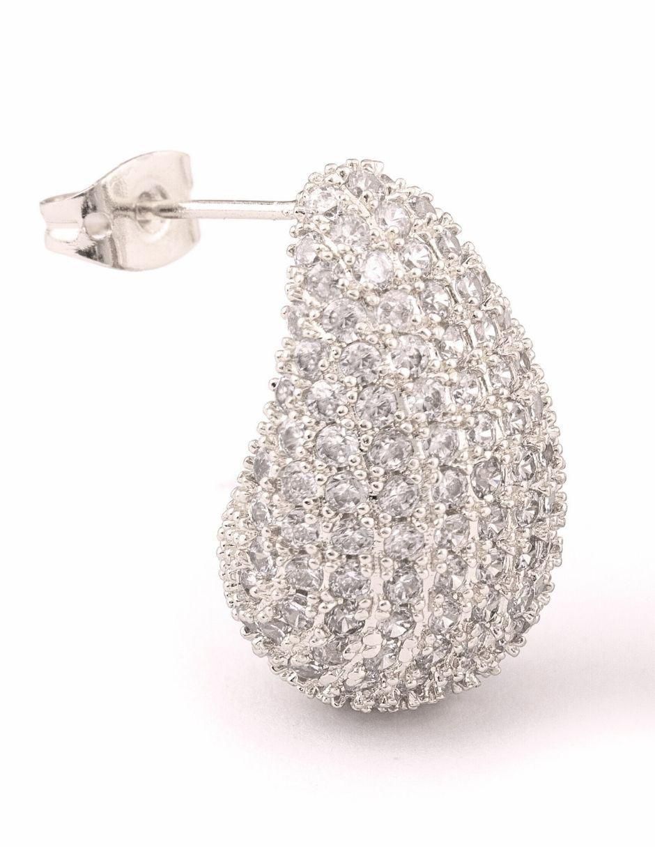 Broqueles de gota Bruma con acabado baño rodio zirconia 2