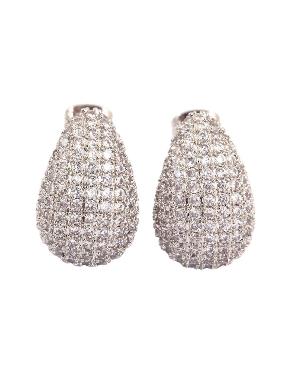 Broqueles de gota Bruma con acabado baño rodio zirconia 3