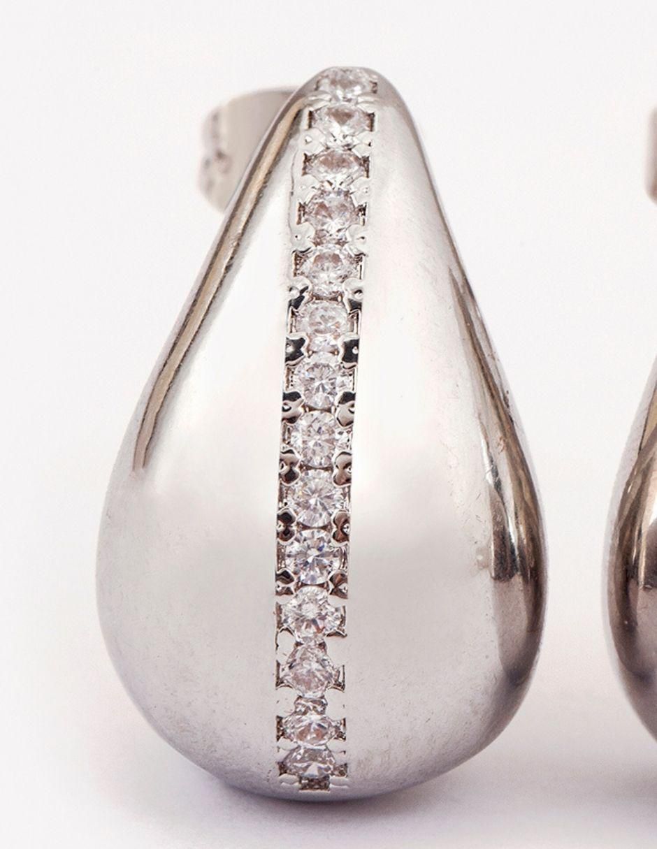 Broqueles de gota Brisa con acabado baño rodio zirconia 2